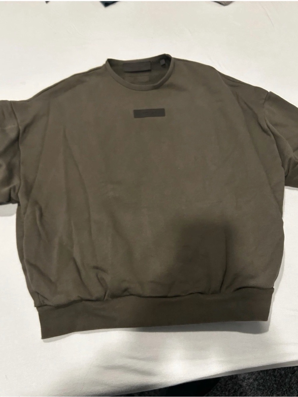 Men’s Essentials Fear Of God Dark Olive Crewneck Size Small